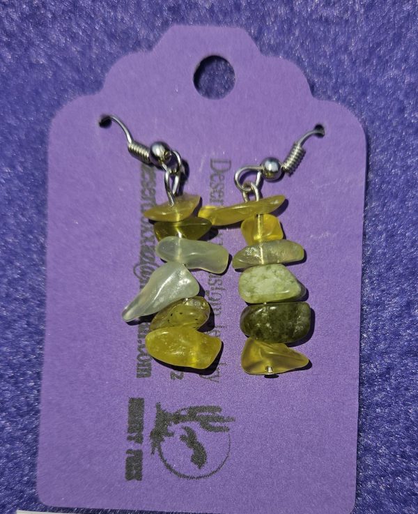 Approximately 2¾ inches Yellow quartz chips with stainless steel ear wires.