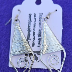 Approximately 2 1/2 inches silver wire wrapped earrings with stainless steel wires.