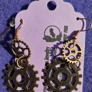 Approx. 2 inches long, Brass Steam Punk Gears with Copper ear wires.
