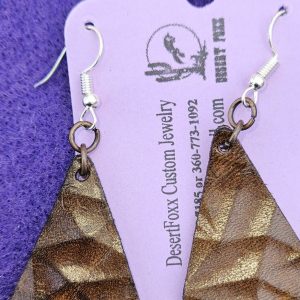 Approx. 2 ¼ inches, Brown Leather tear drop earrings with silver colored ear wires.