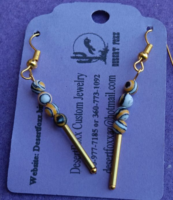 Approx 1 3/4 inches Gold rods with multi colored mini beads with gold findings.